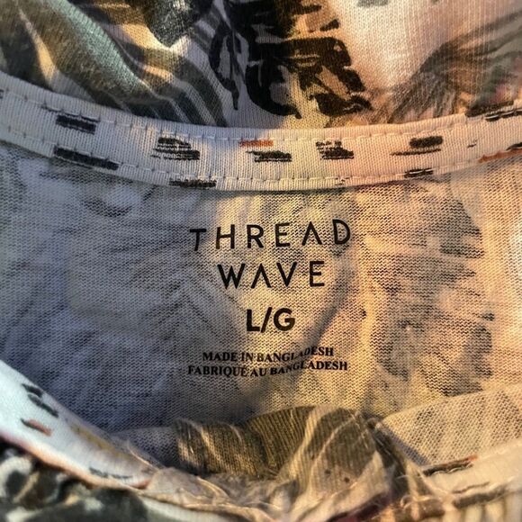 Thread Wave Polo Shirt Short Sleeve Lightweight Casual Cotton Floral Men's Large - Picture 5 of 8